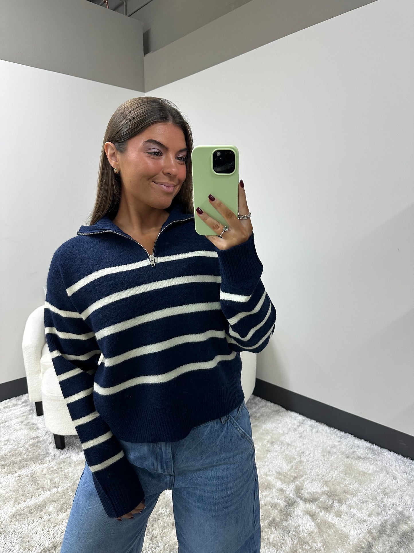 The Striped Cozy Collared Sweater