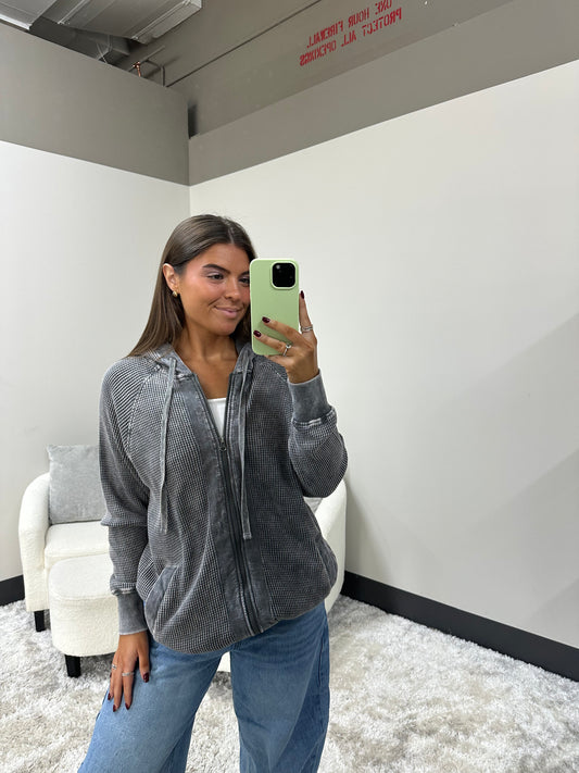 The Oversized Mineral Waffle Jacket