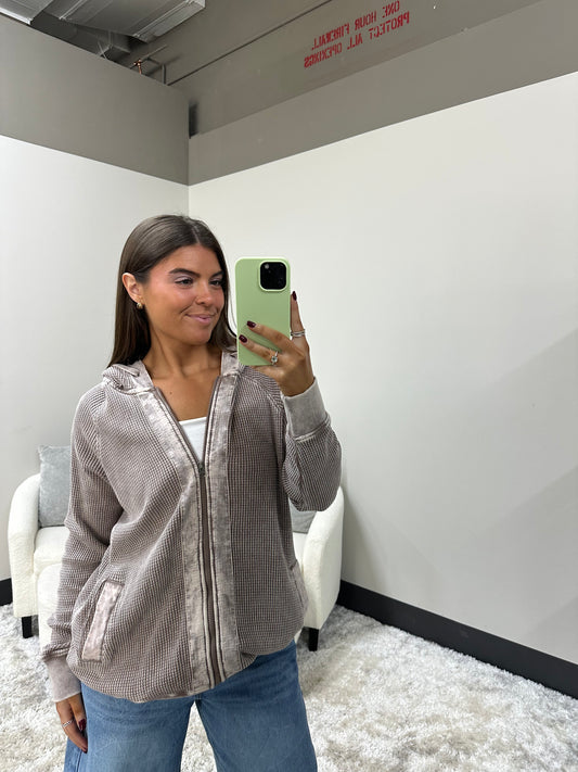 The Oversized Mineral Waffle Jacket