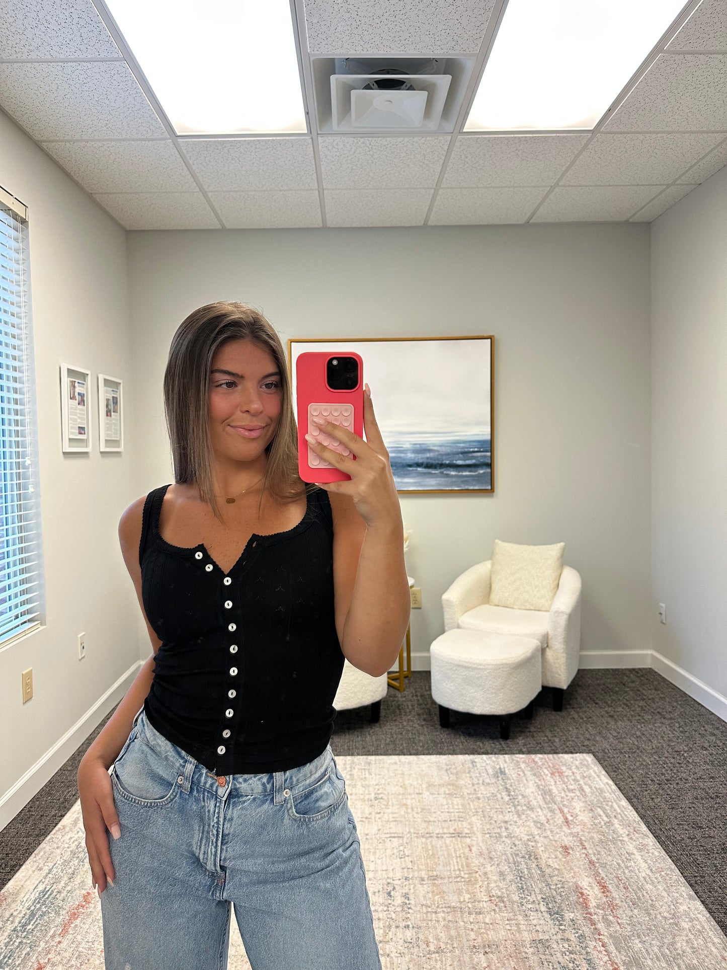 The Pointelle Henley Tank