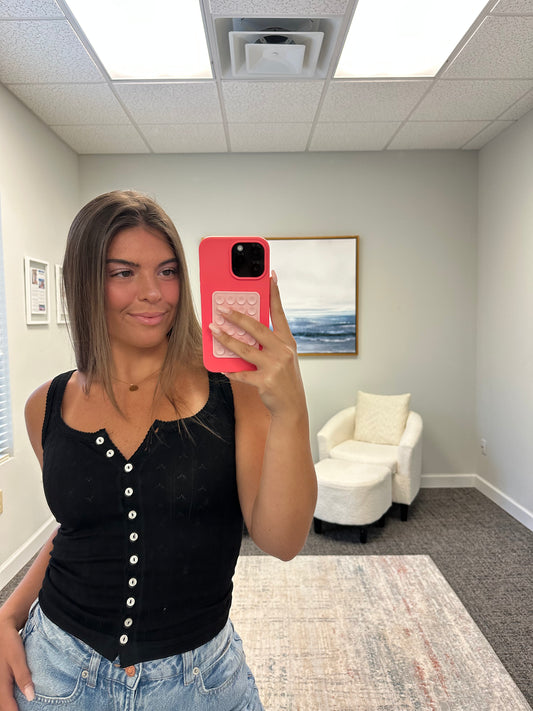 The Pointelle Henley Tank