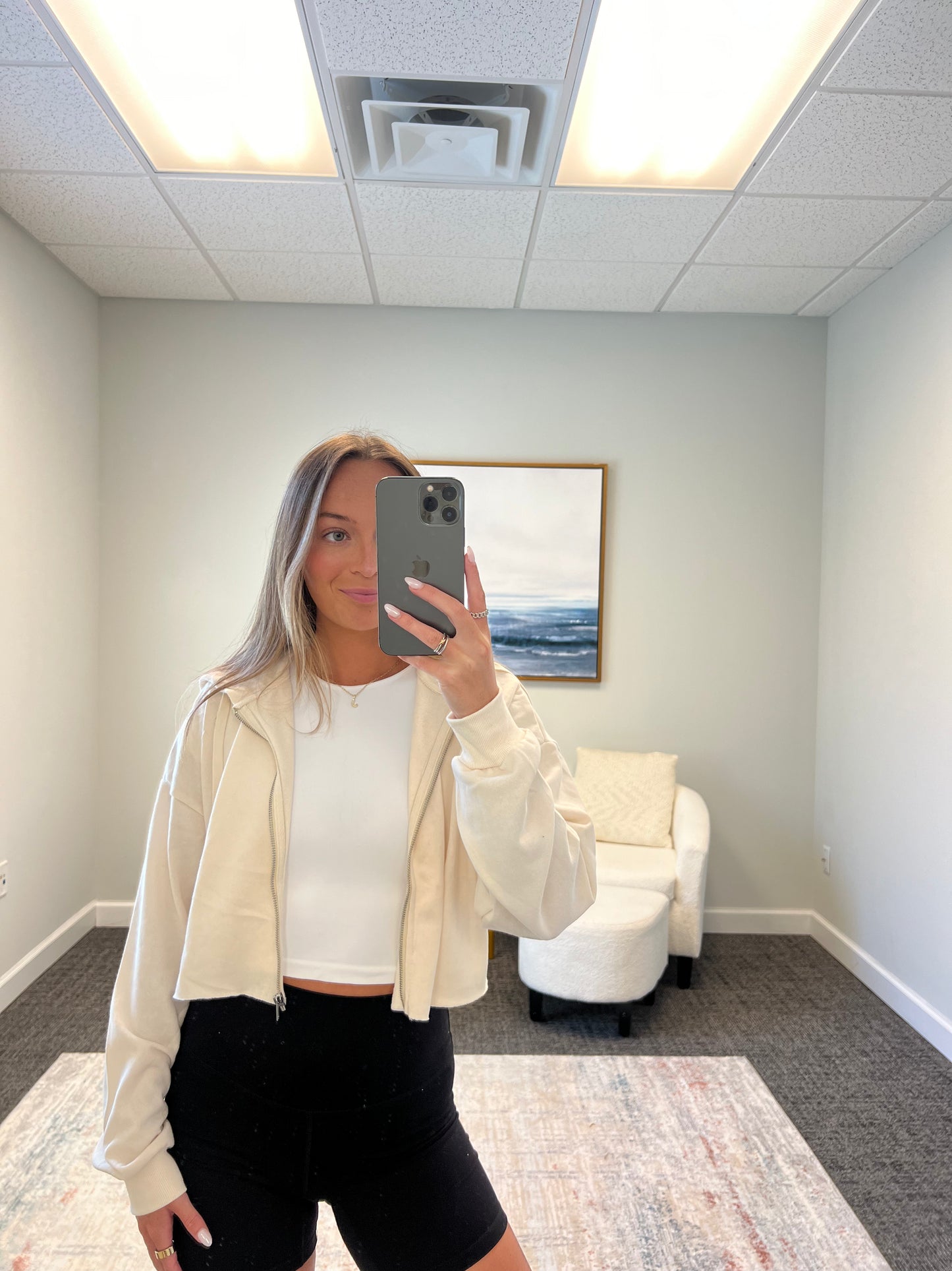 The Cropped Raw Hem Zip
