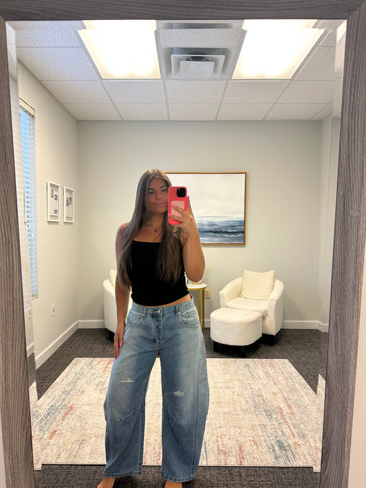 The Medium Denim Barrel Jeans