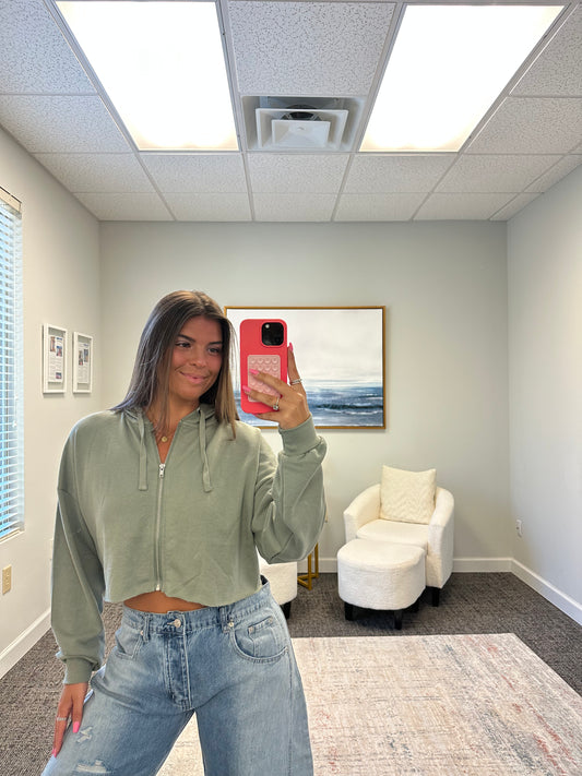 The Cropped Raw Hem Zip