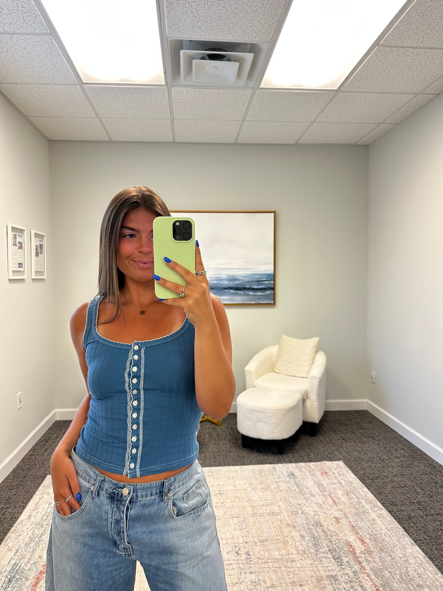 The Pointelle Henley Tank
