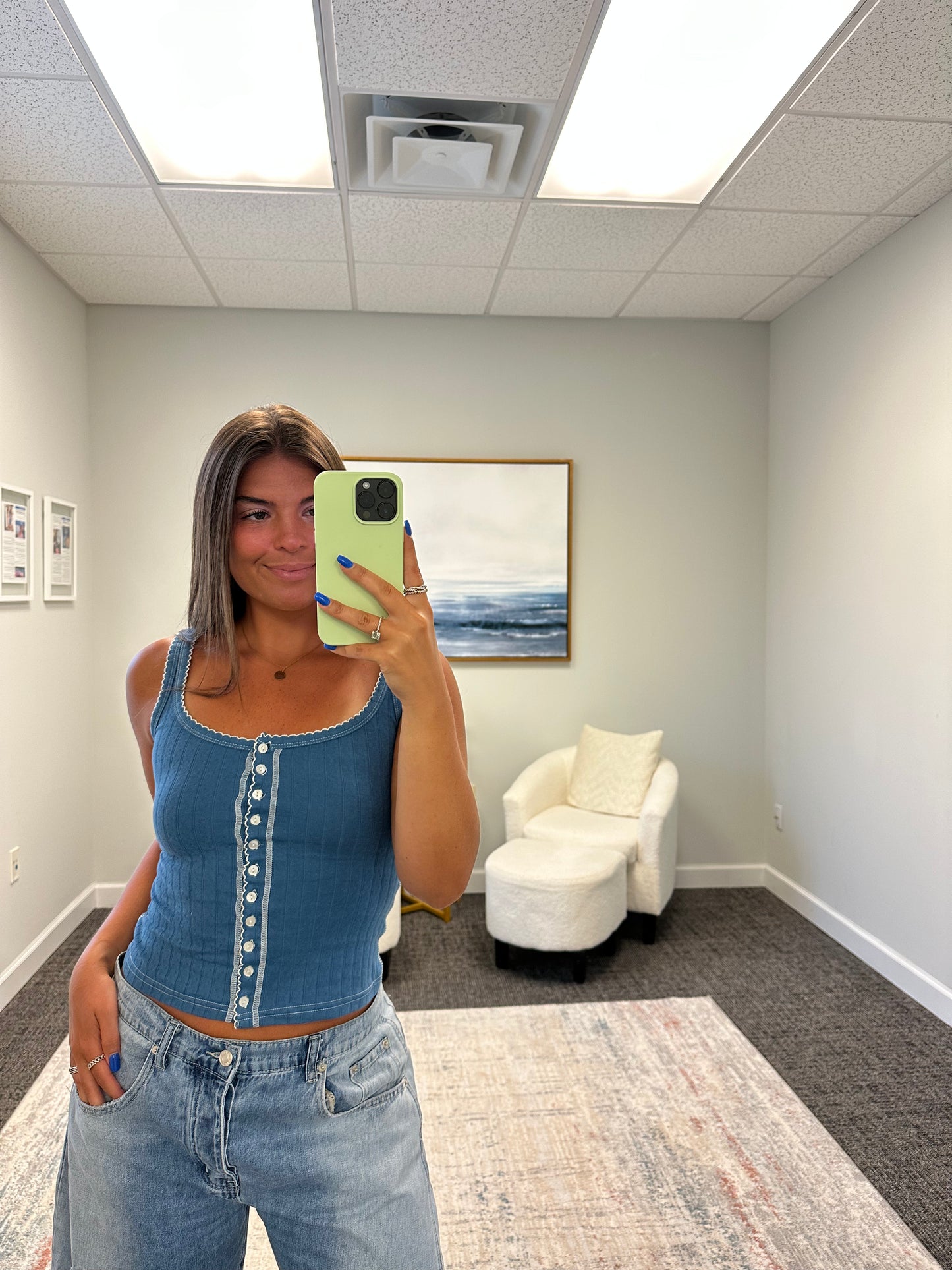 The Pointelle Henley Tank