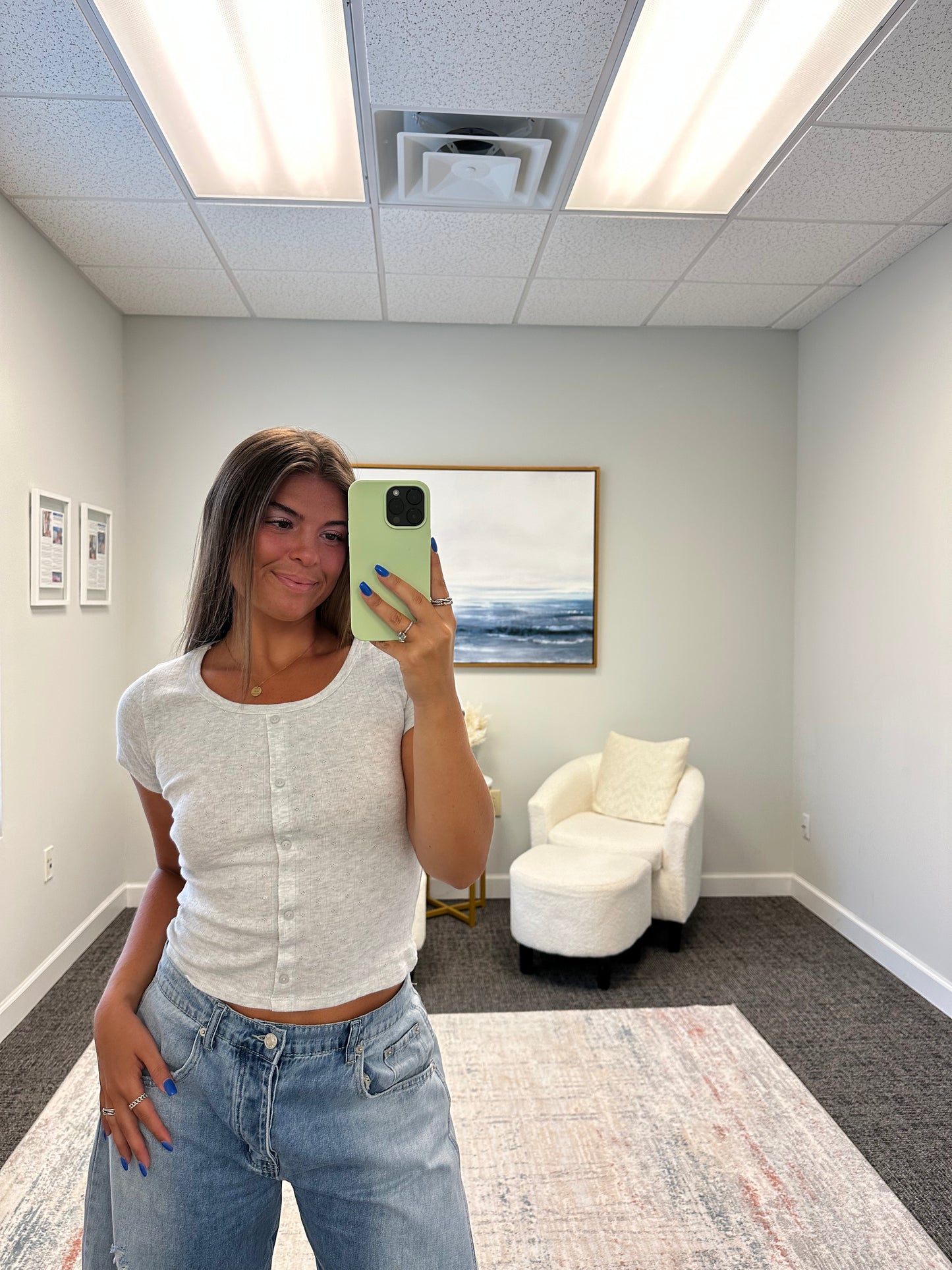 The Pointelle Henley Button Tee