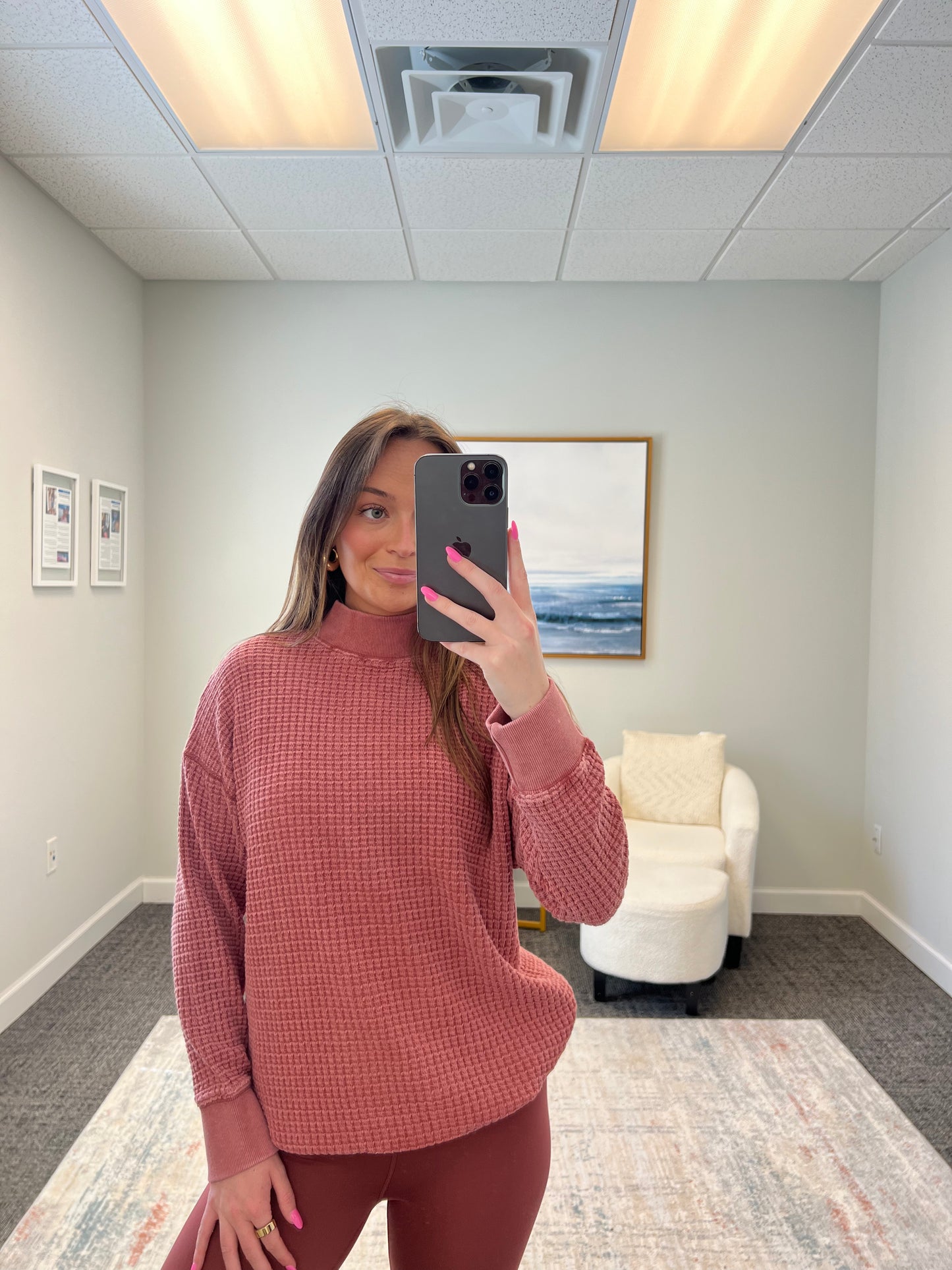 The Waffle Mock Neck