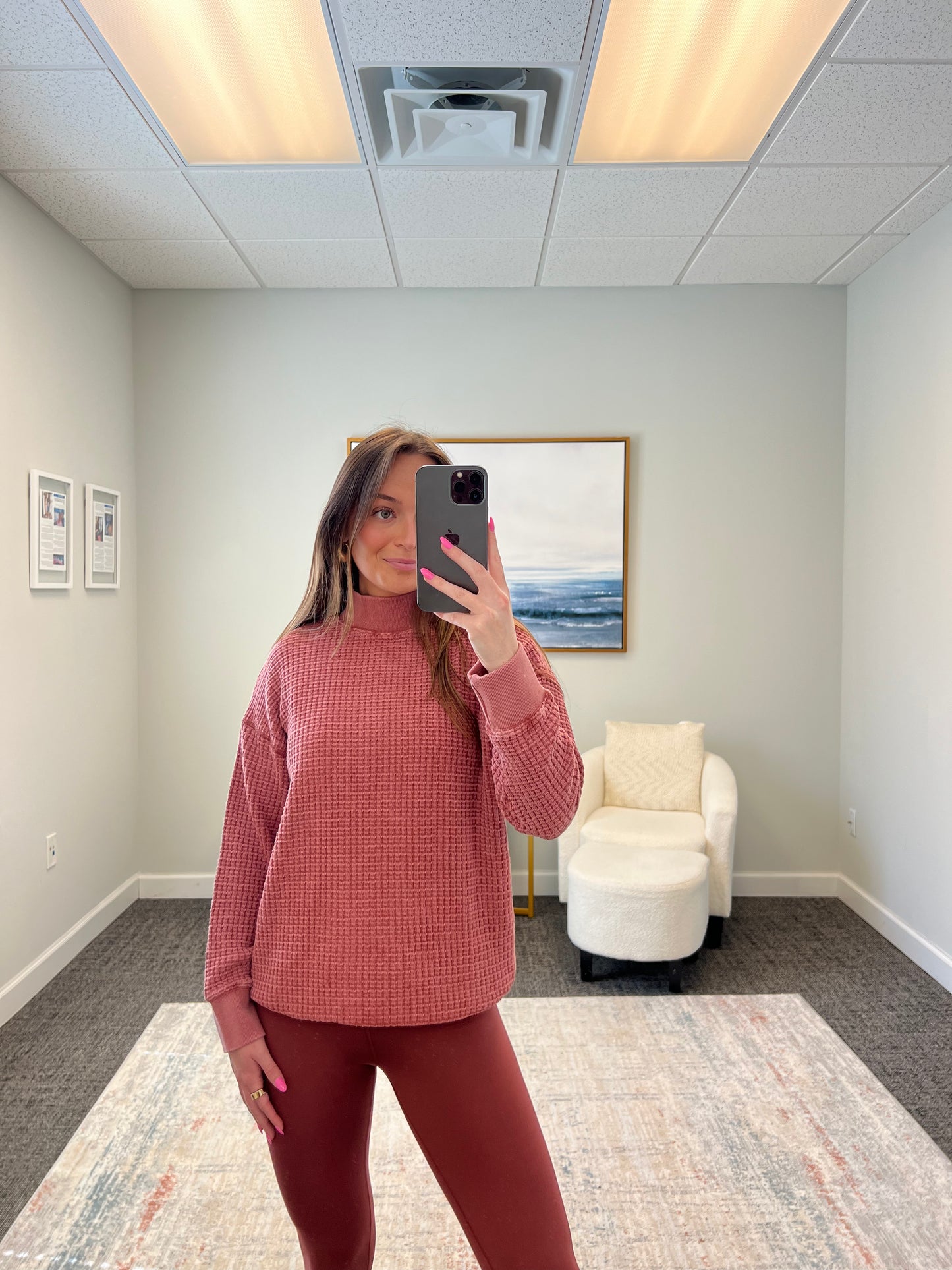 The Waffle Mock Neck