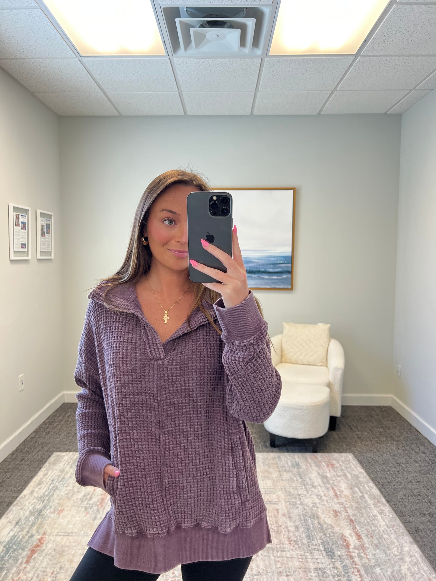 The Collared Waffle Pullover