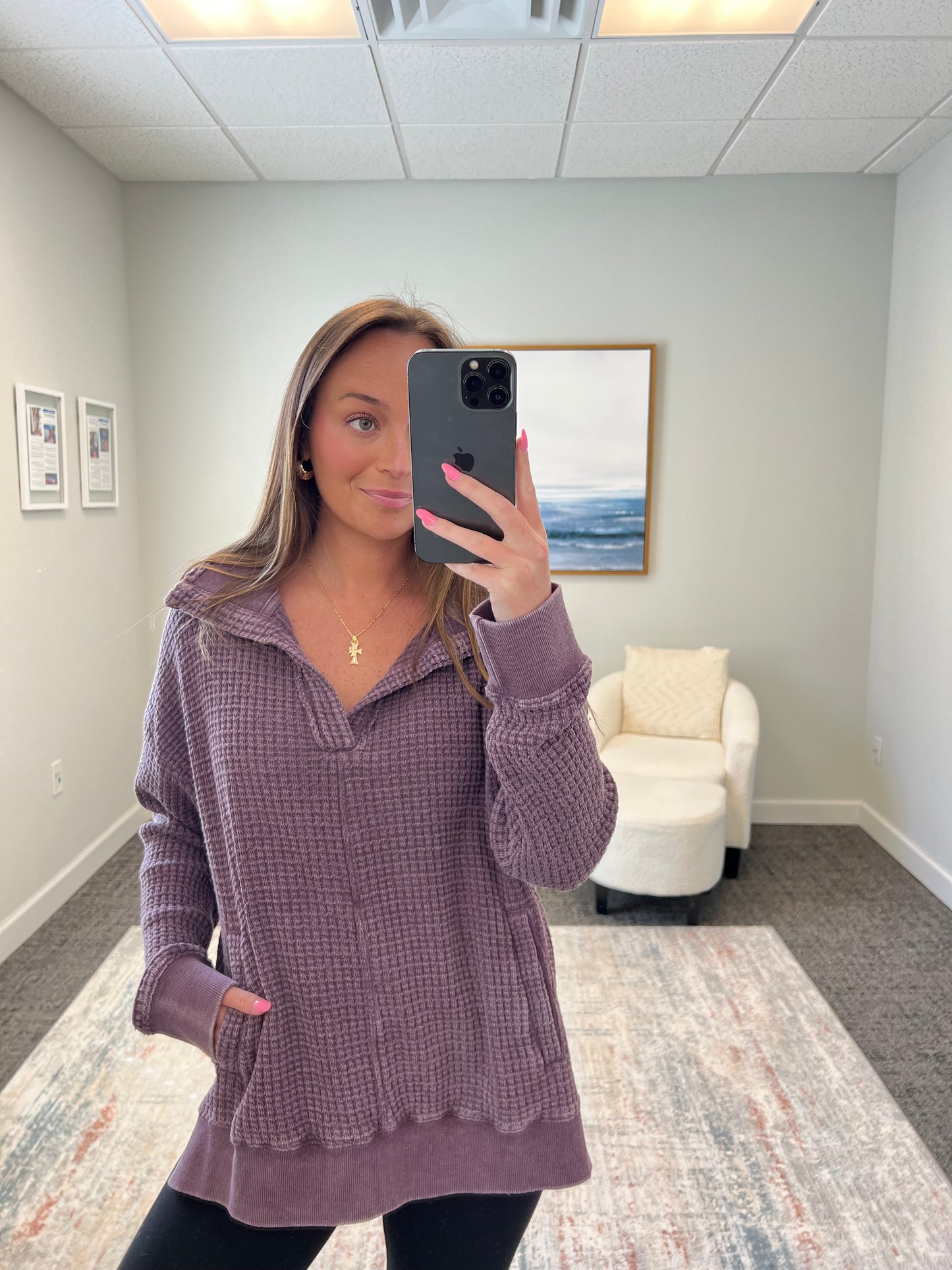 The Collared Waffle Pullover