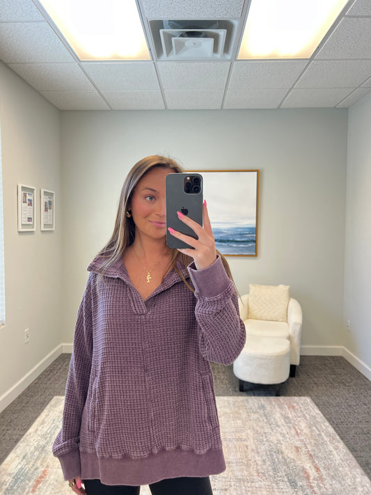 The Collared Waffle Pullover