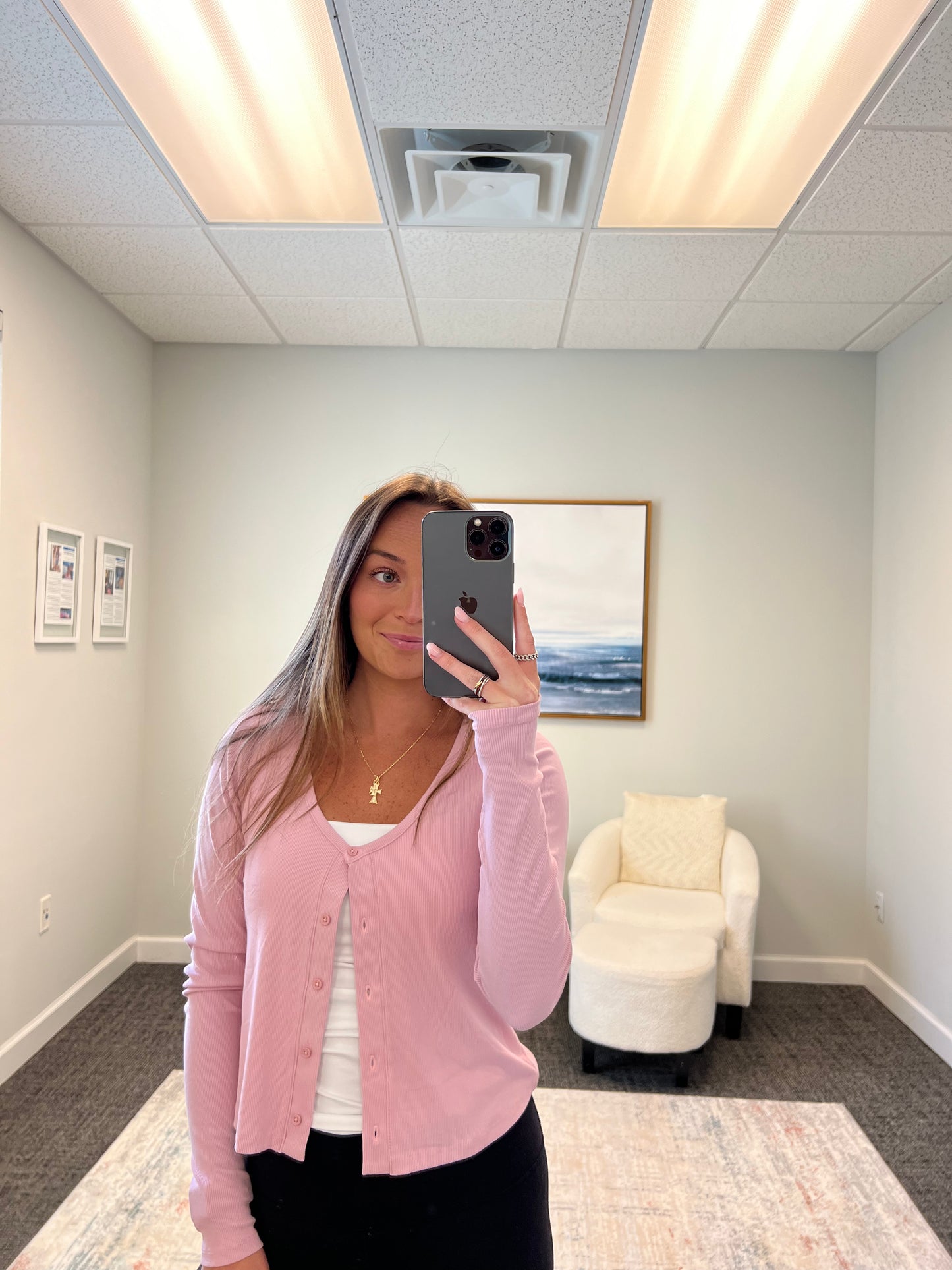 The Micro Ribbed Button Cardigan