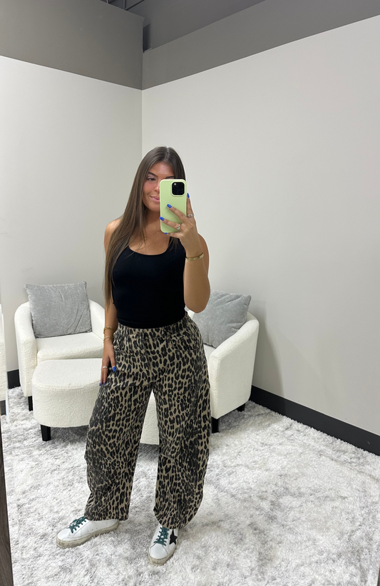 The Leopard Barrel Jeans