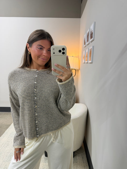 The Coastal Thin Striped Cardigan