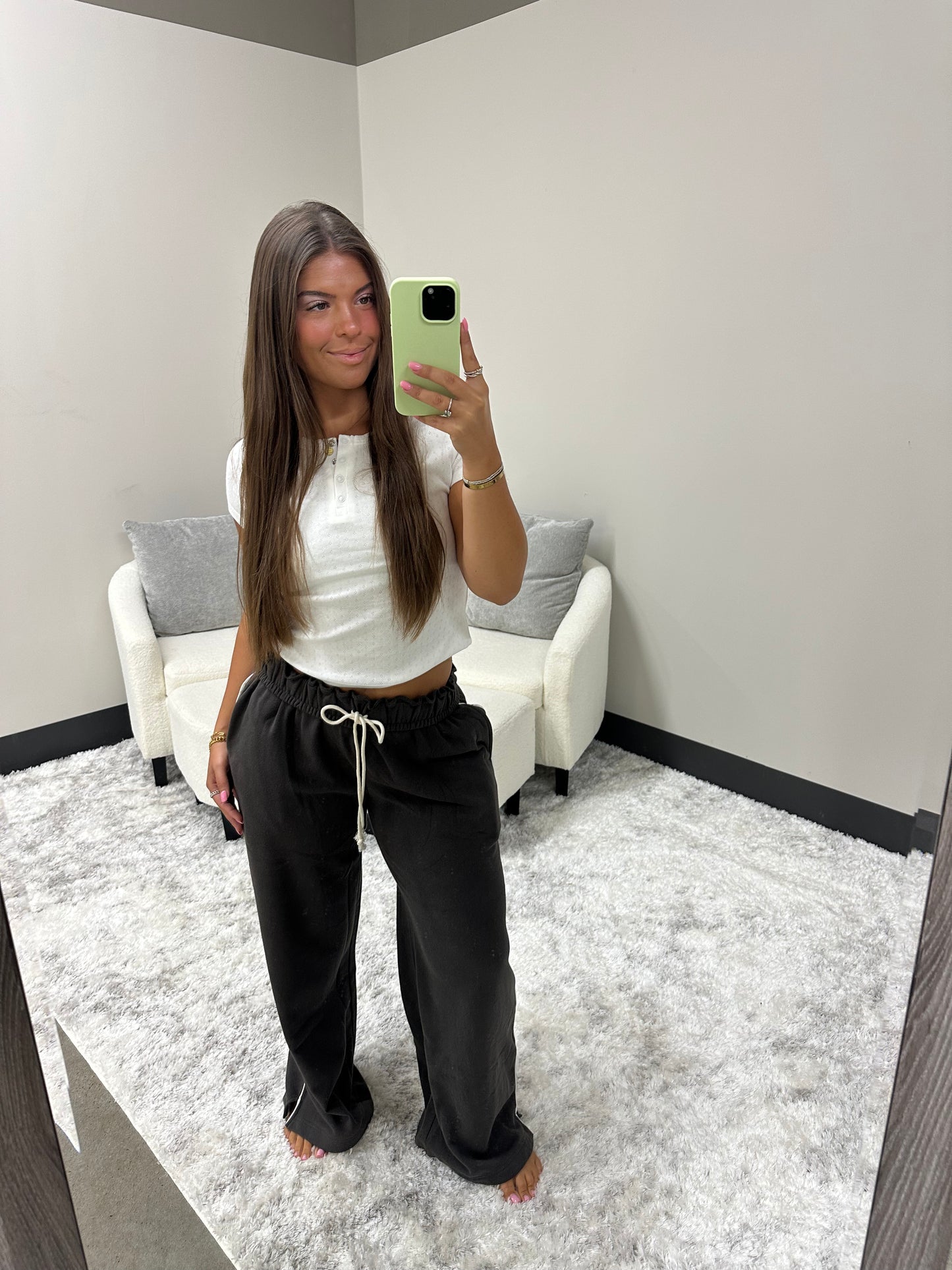 The Foldover Striped Sweats