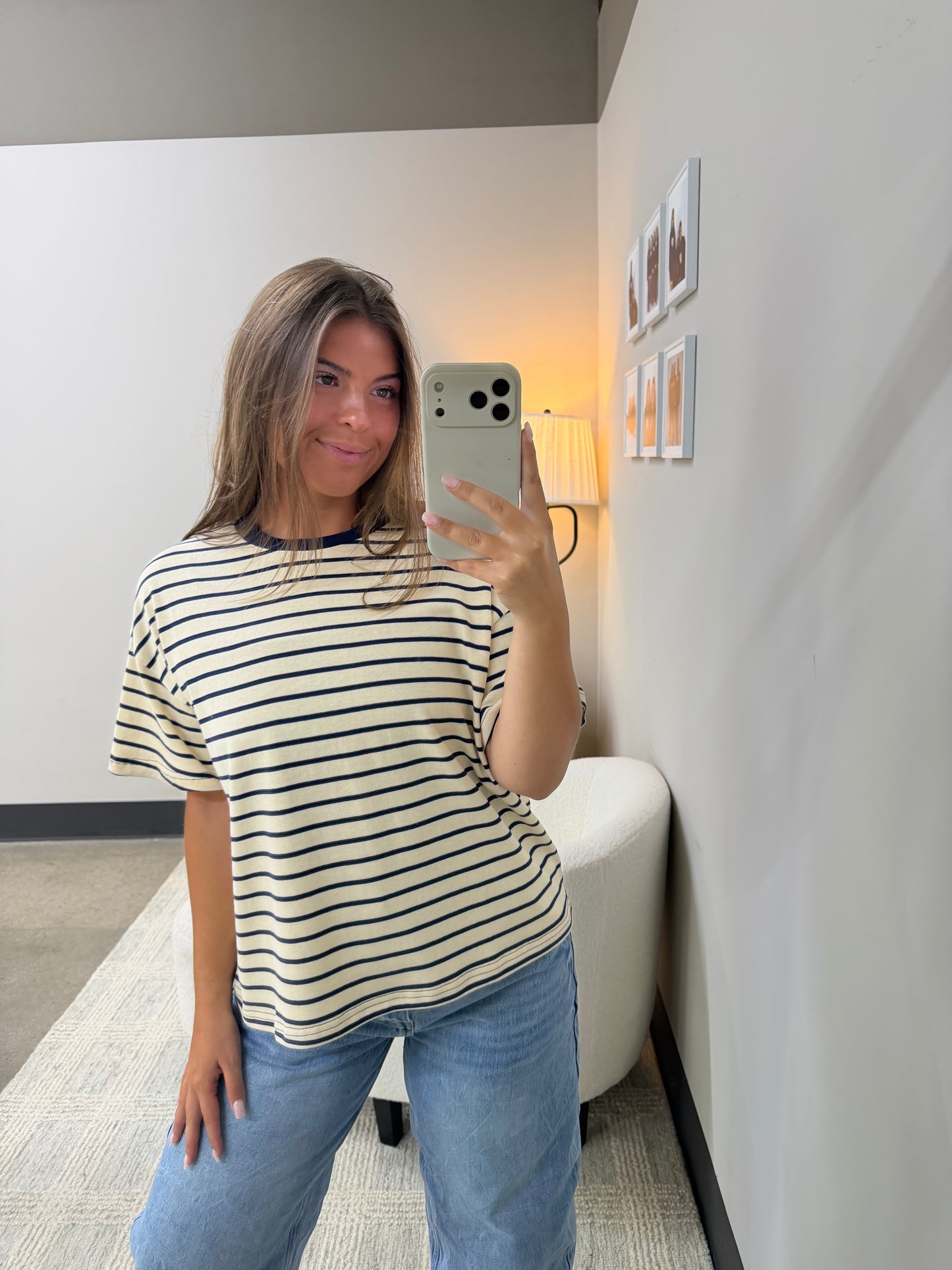The Navy Striped Oversized Tee