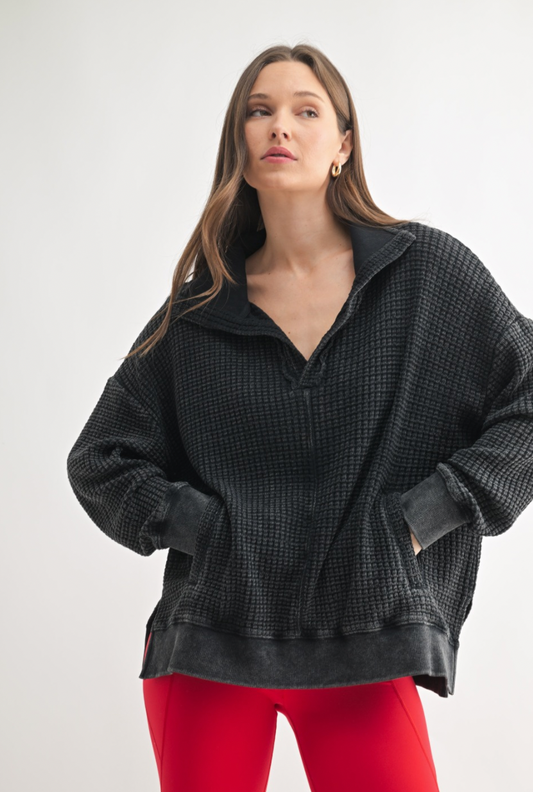 The Collared Waffle Pullover