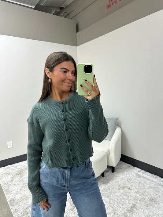 The Mineral Waffle Button Top