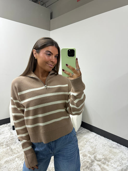 The Striped Cozy Collared Sweater