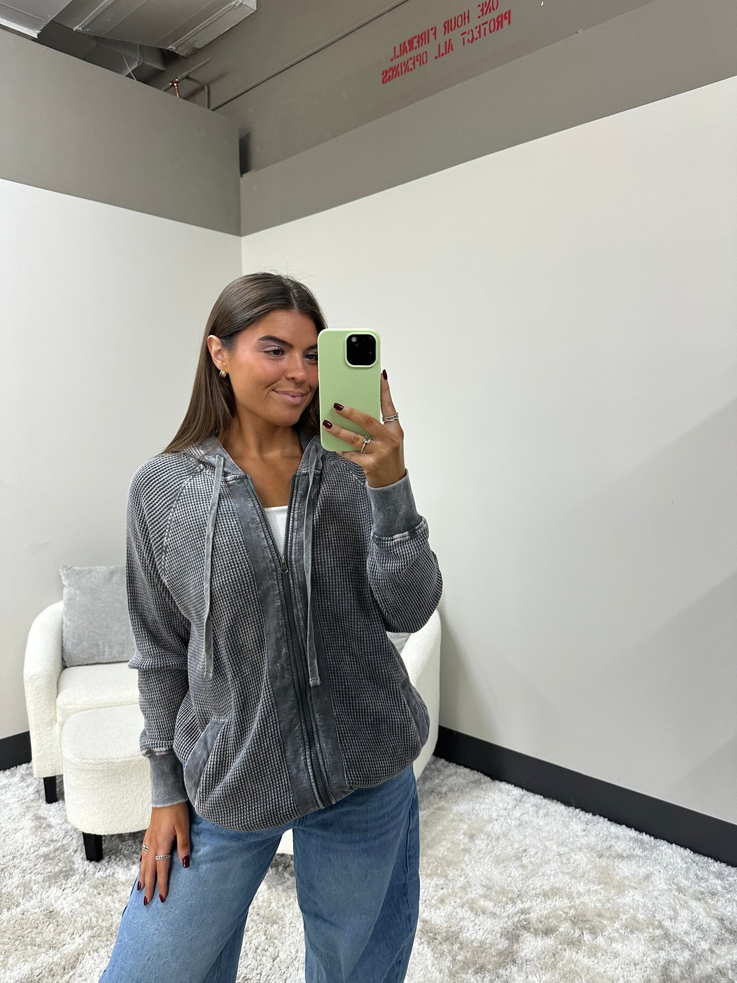 The Oversized Mineral Waffle Jacket