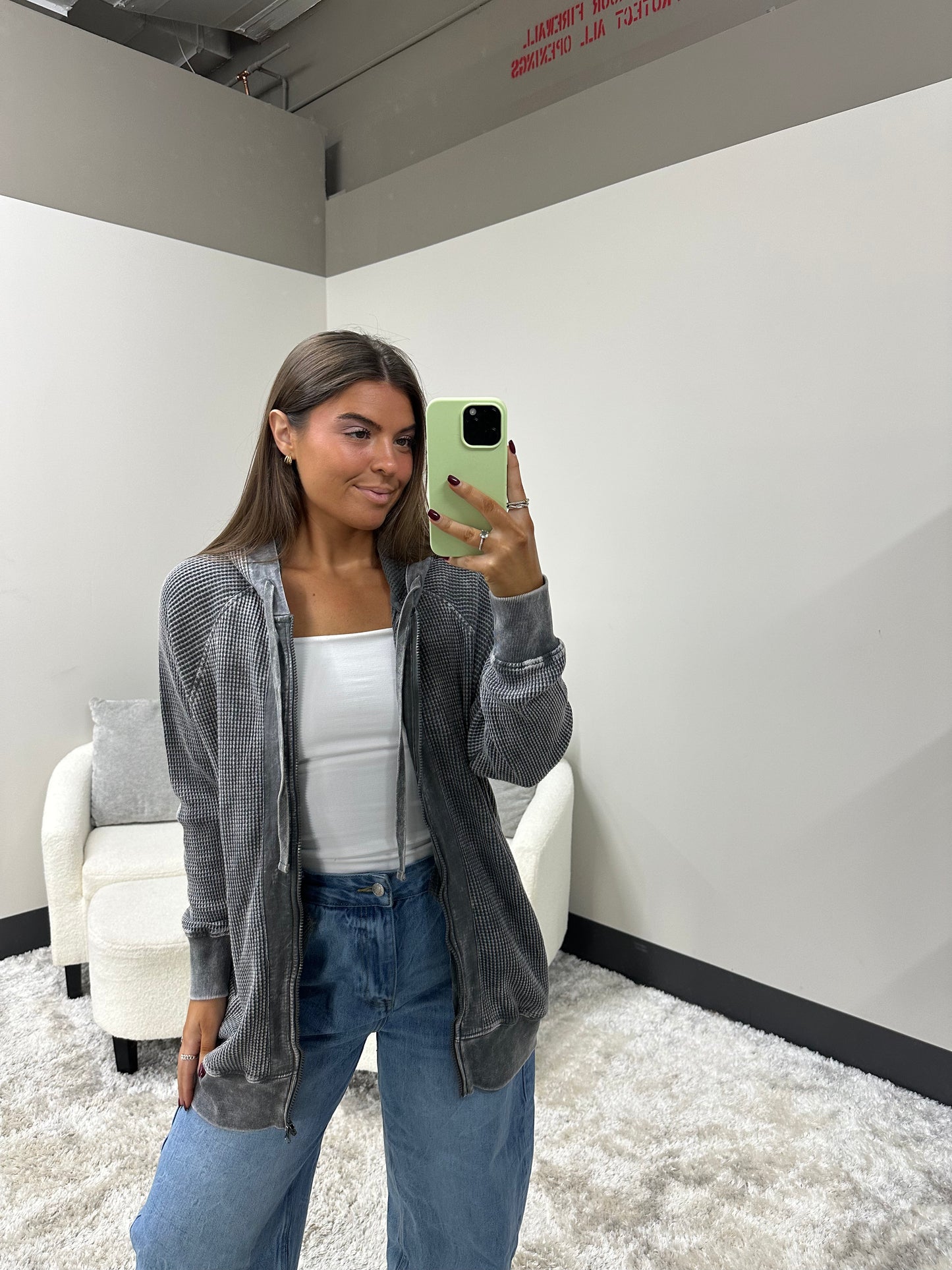 The Oversized Mineral Waffle Jacket