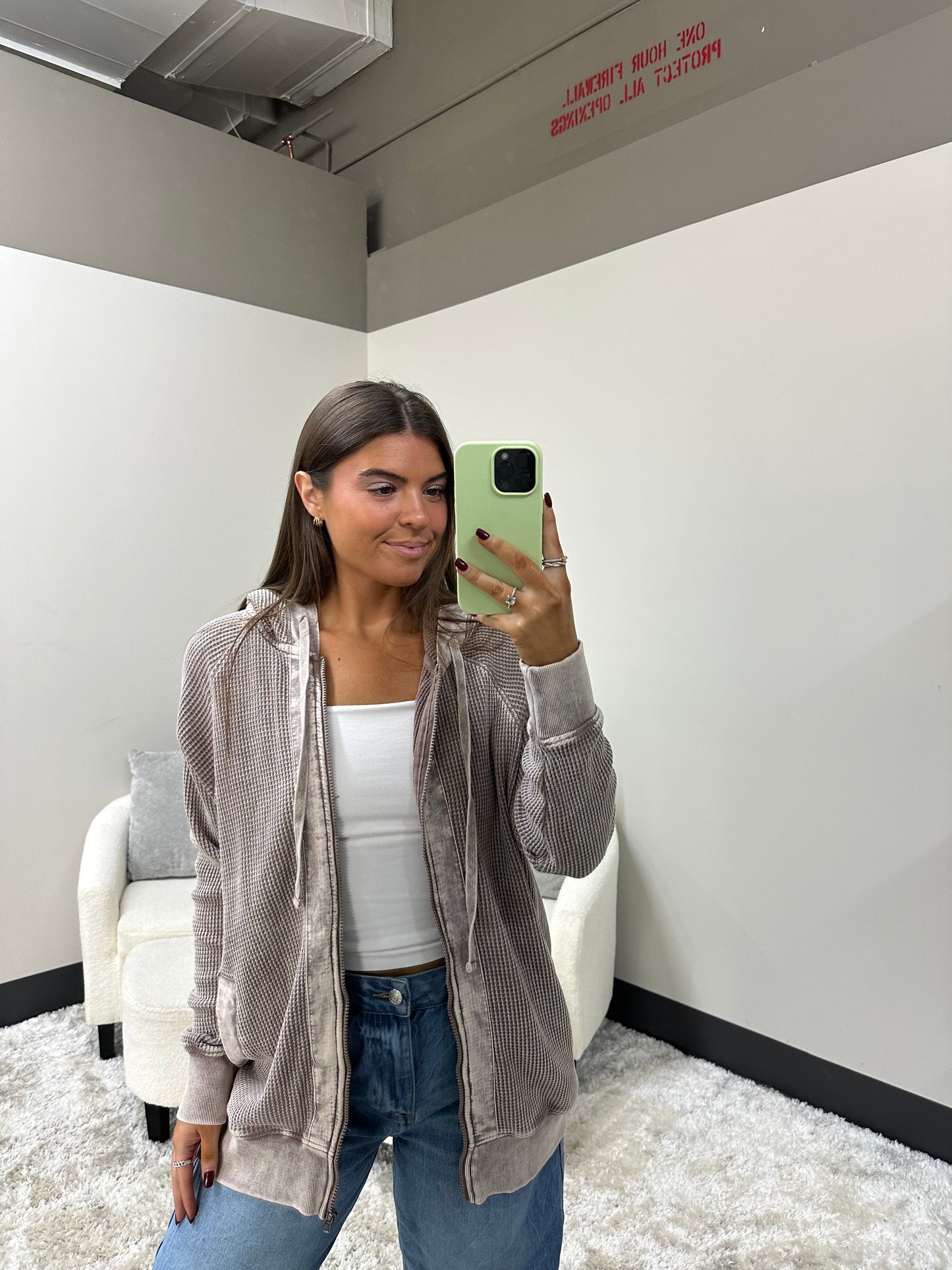 The Oversized Mineral Waffle Jacket