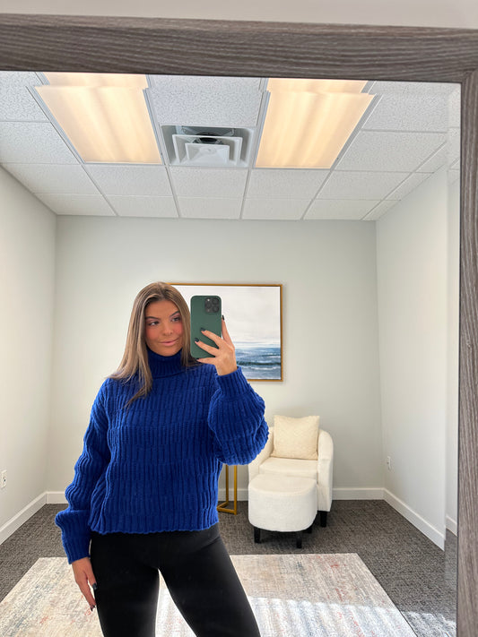 Royal Blue Textured Knit Sweater