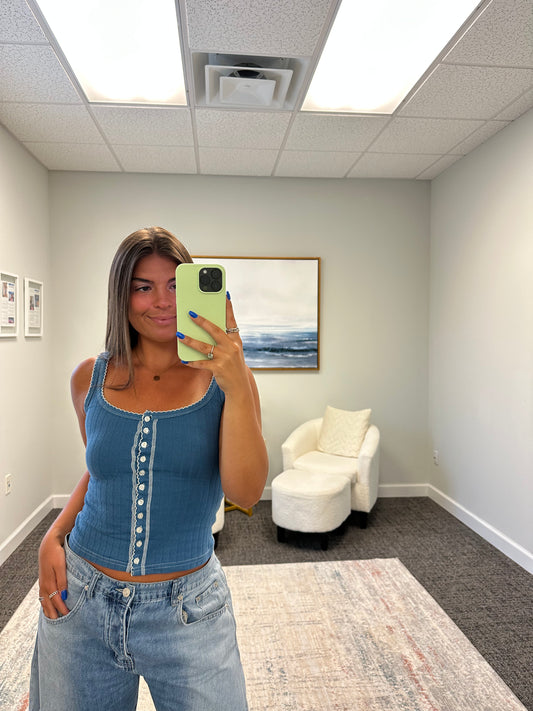 The Pointelle Henley Tank