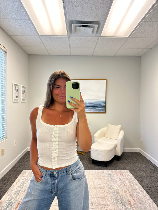 The Pointelle Henley Tank