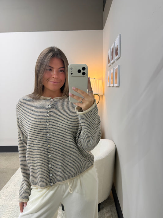 The Coastal Thin Striped Cardigan