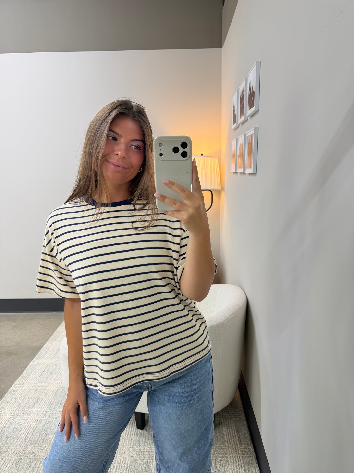 The Navy Striped Oversized Tee
