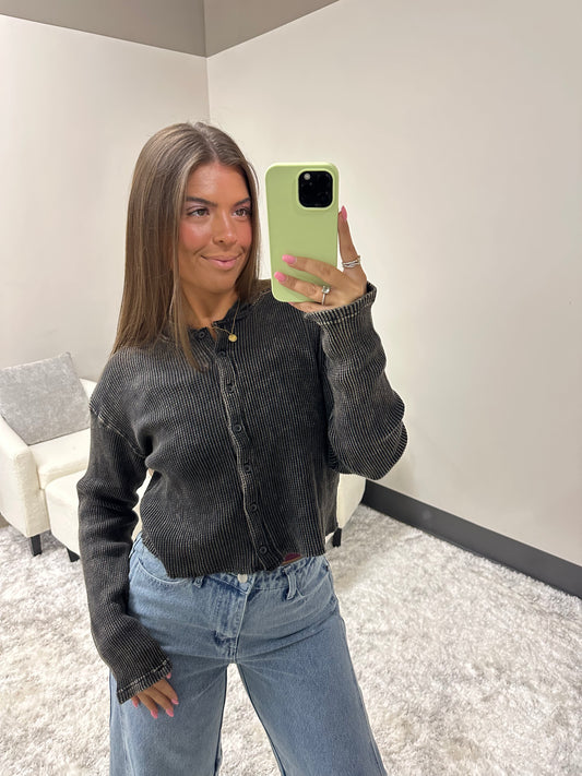 The Mineral Waffle Button Top