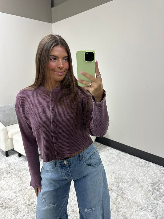 The Mineral Waffle Button Top