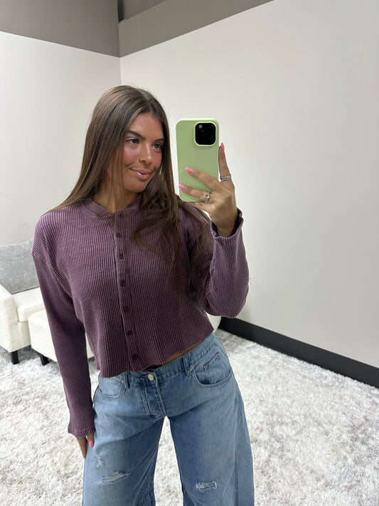 The Mineral Waffle Button Top