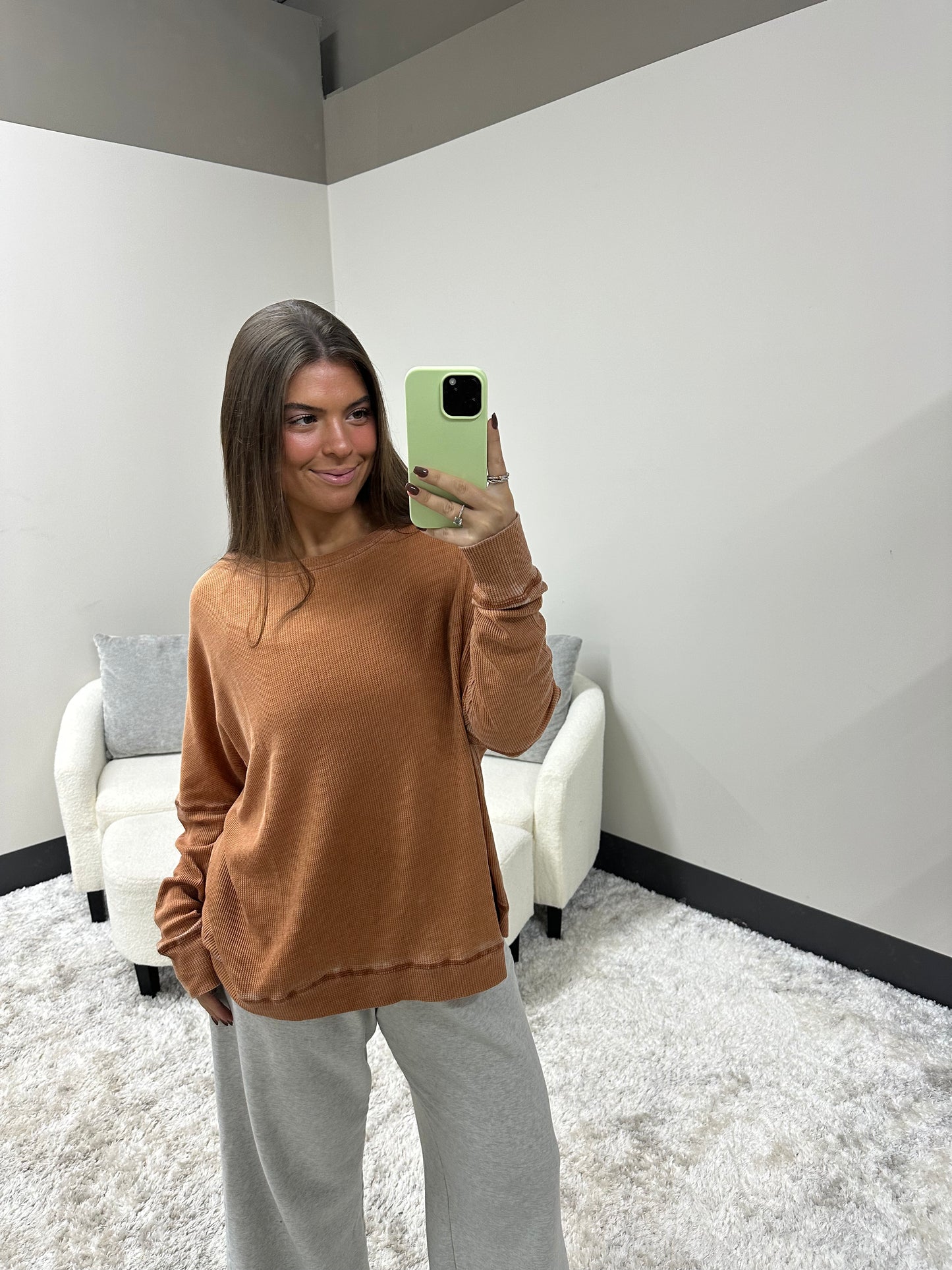 Waffle Roundneck Pullover