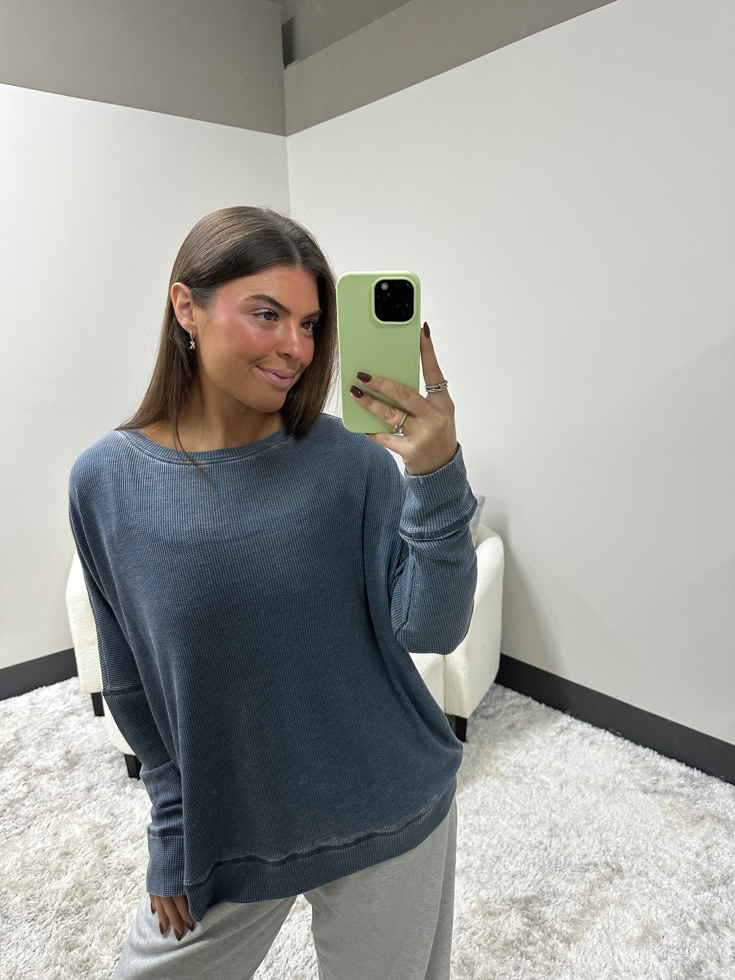 Waffle Roundneck Pullover