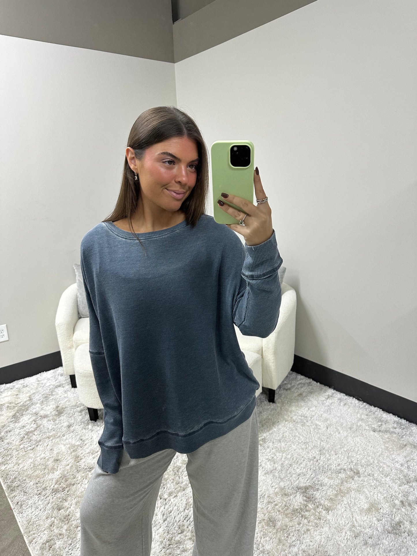 Waffle Roundneck Pullover