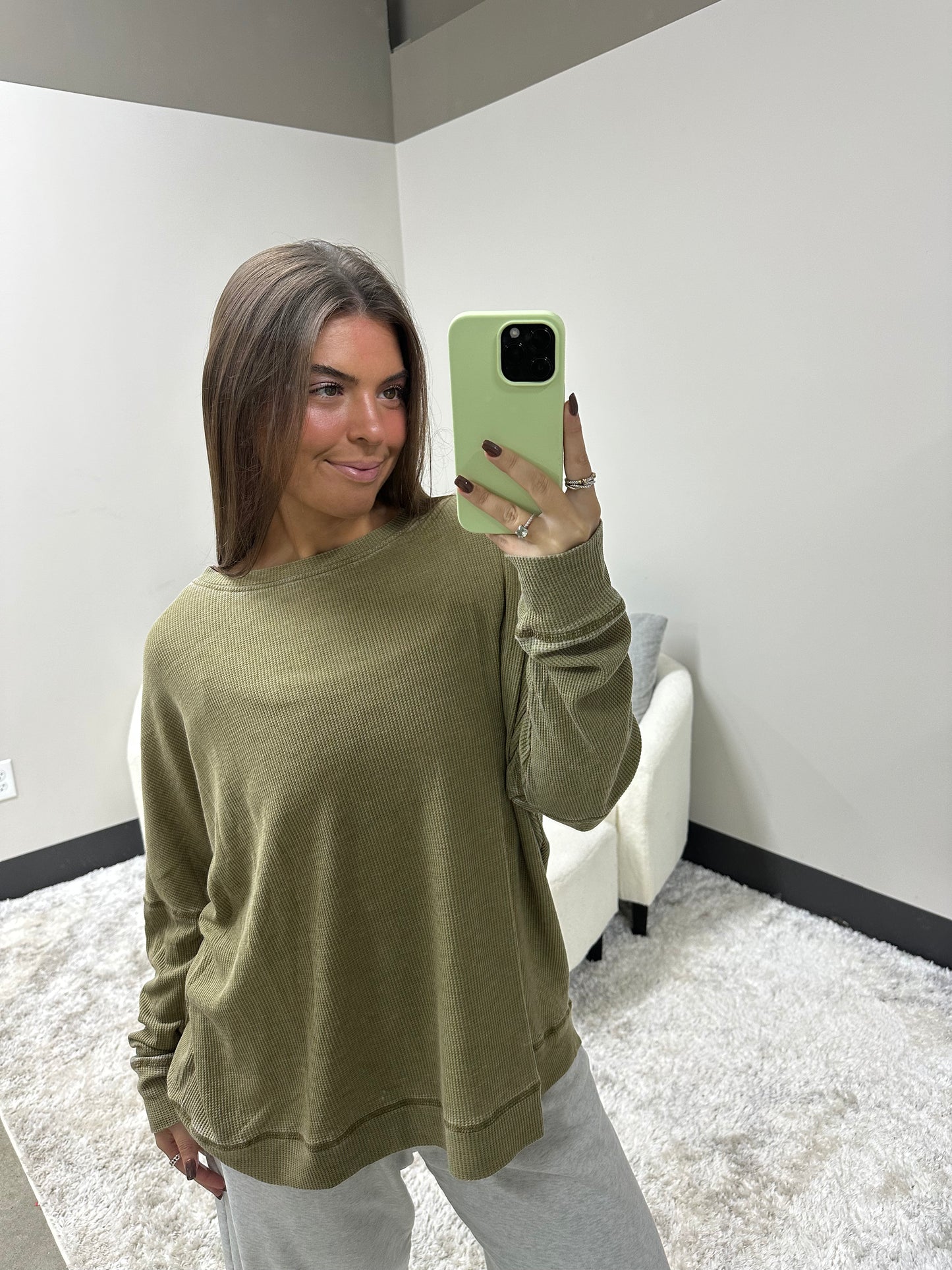 Waffle Roundneck Pullover