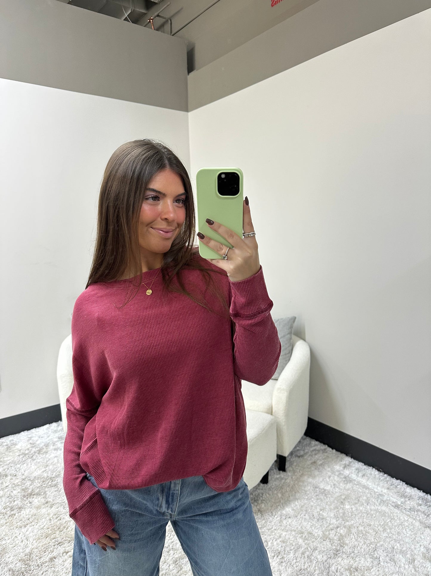 Waffle Roundneck Pullover