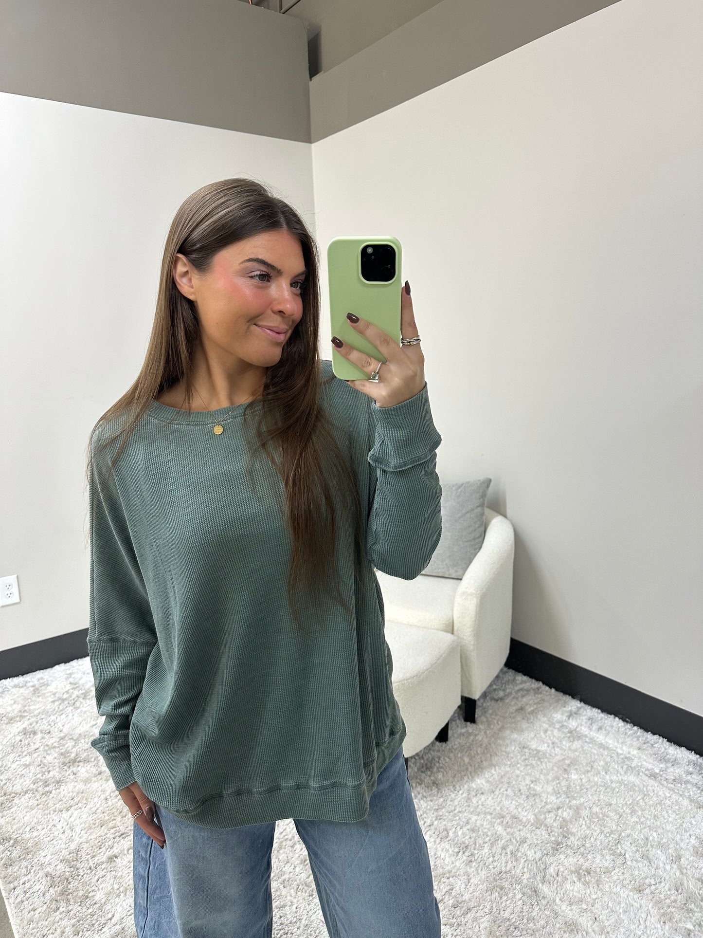 Waffle Roundneck Pullover