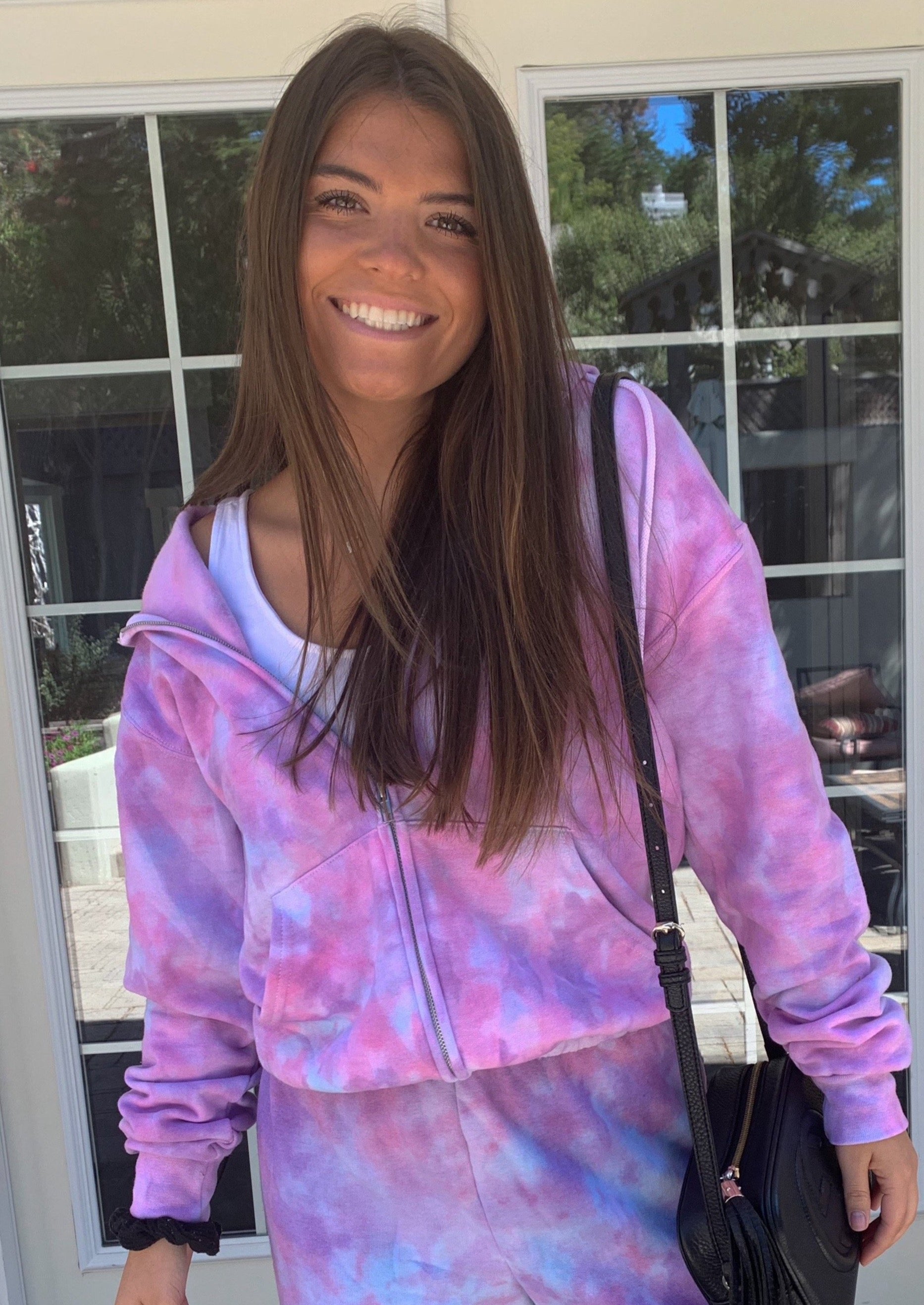 Pink tie dye hoodie zip up hot sale